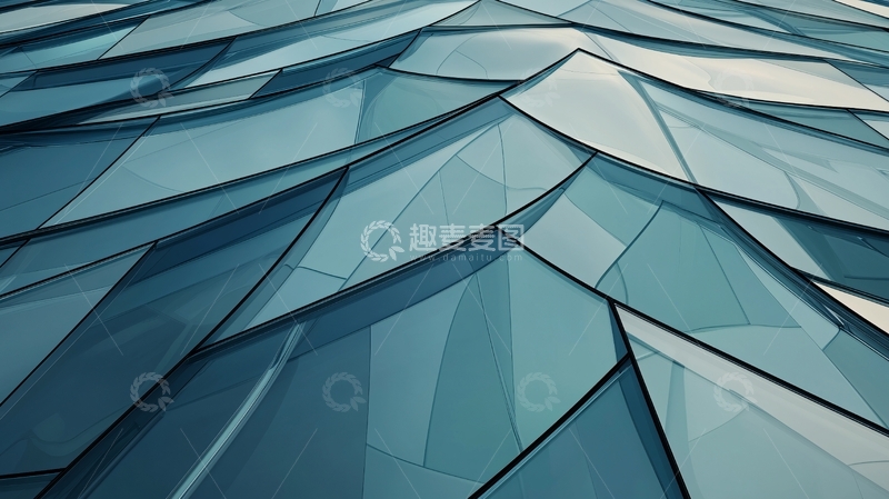 高清大图下载【趣麦麦图】蓝色玻璃建筑纹理背景