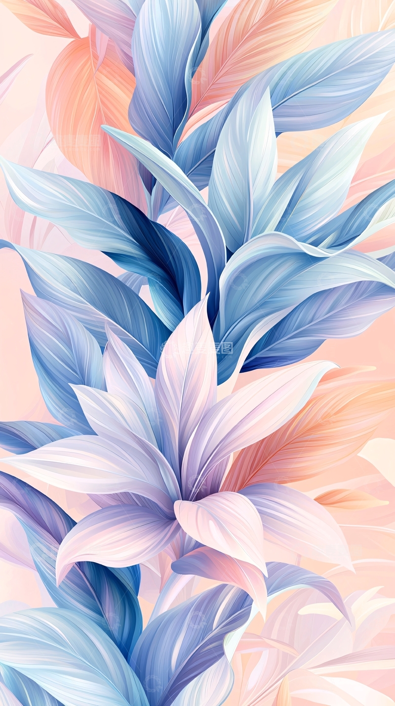 高清大图下载【趣麦麦图】梦幻蓝白花卉背景图