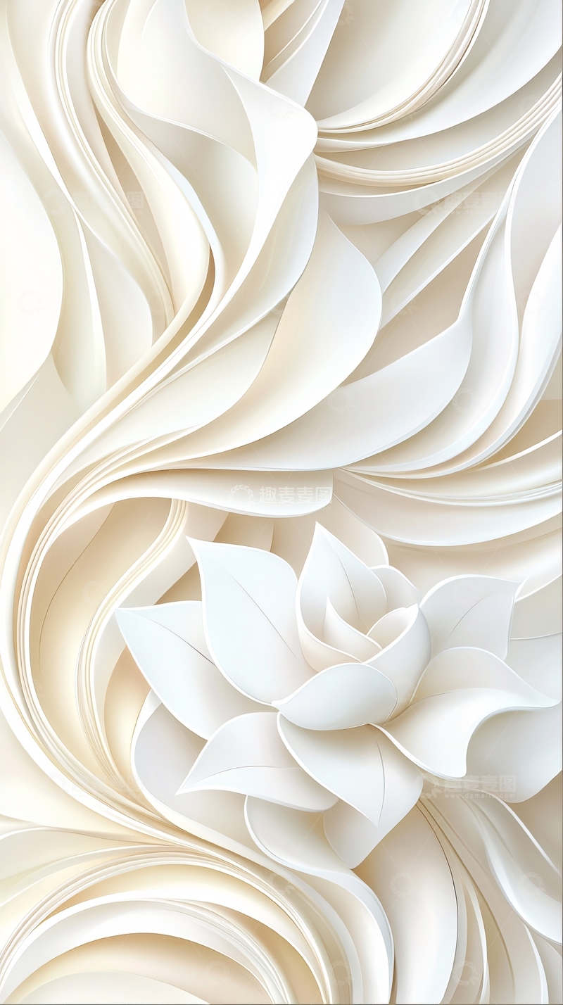 高清大图下载【趣麦麦图】白色花瓣抽象艺术背景