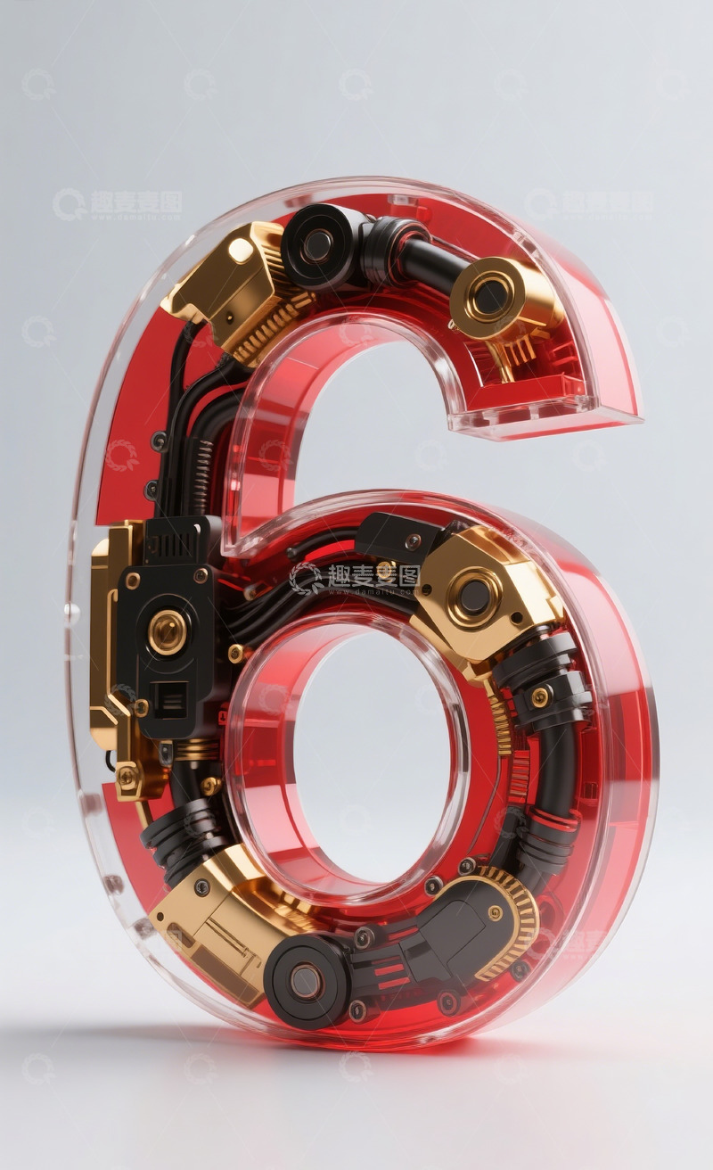 高清大图下载【趣麦麦图】红色机械数字61