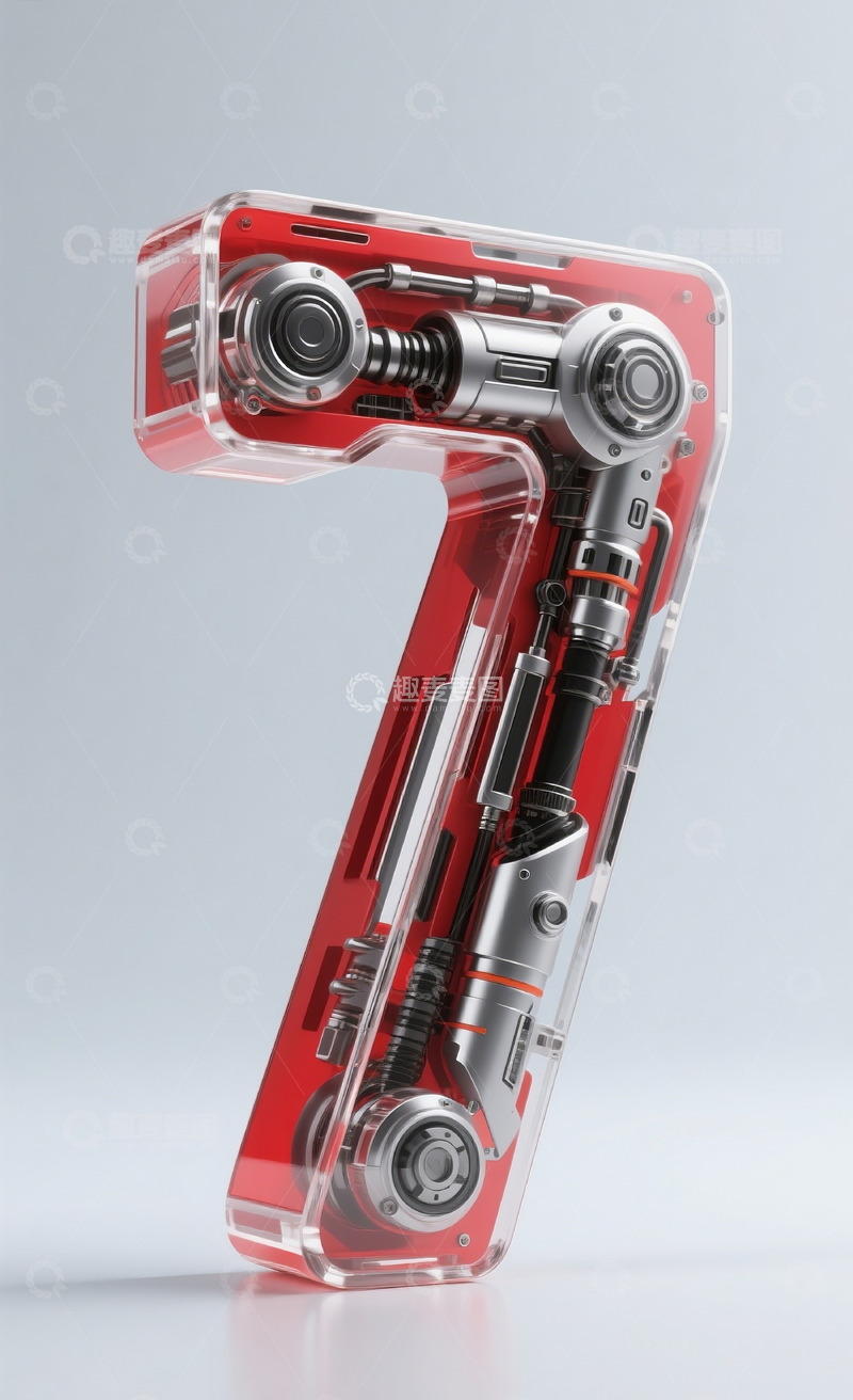 高清大图下载【趣麦麦图】红色机械数字7