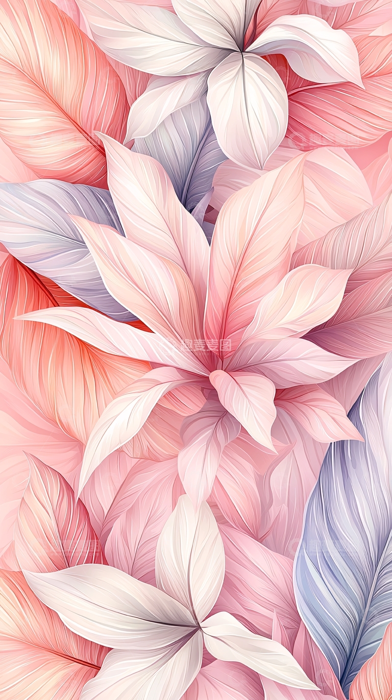 高清大图下载【趣麦麦图】粉色花卉抽象艺术背景图