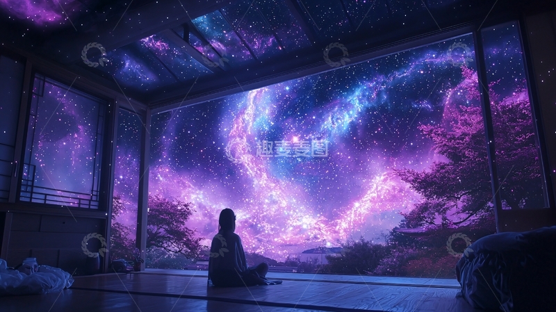 高清大图下载【趣麦麦图】梦幻星空下的静谧时光