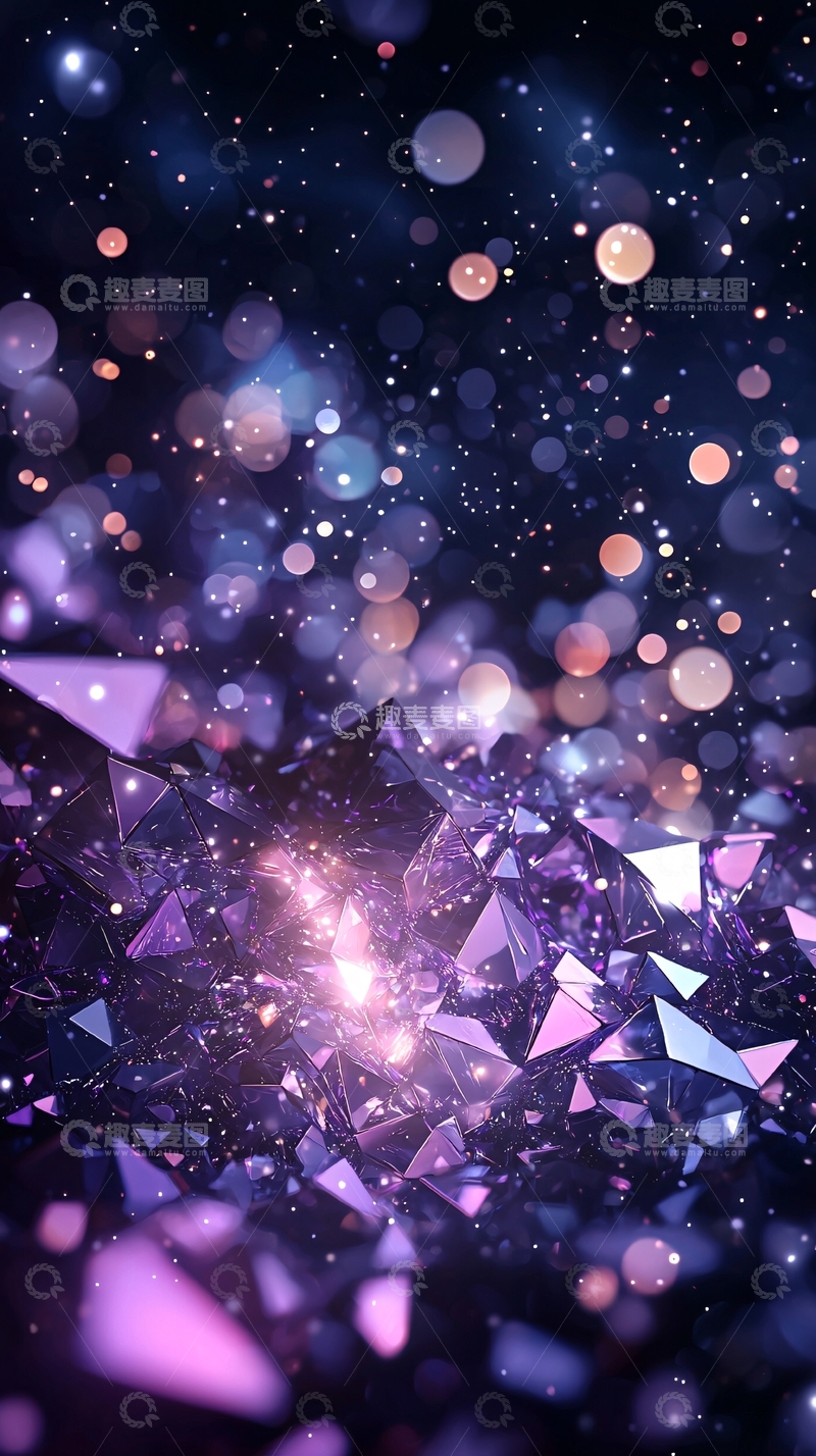 高清大图下载【趣麦麦图】梦幻紫色晶体背景