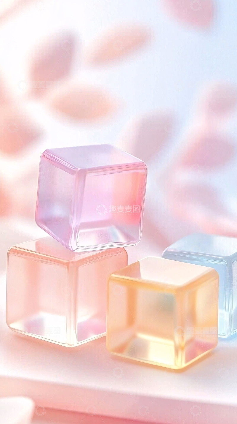 高清大图下载【趣麦麦图】梦幻渐变色透明方块背景图