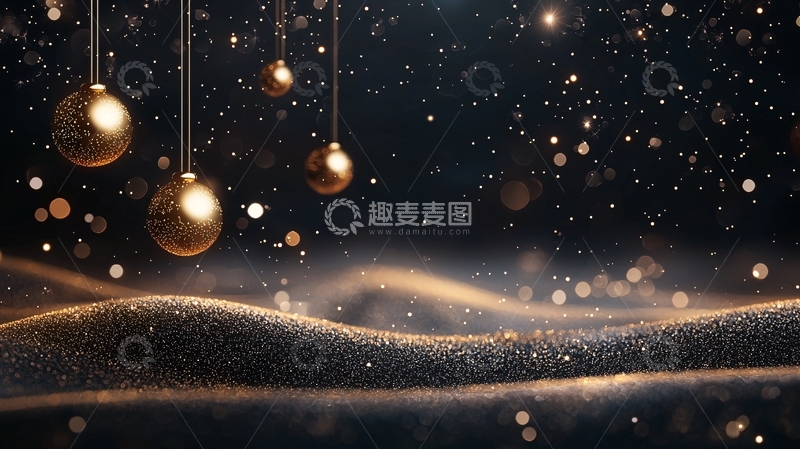 高清大图下载【趣麦麦图】金色圣诞装饰挂饰背景