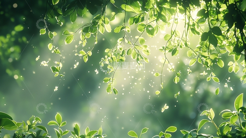 高清大图下载【趣麦麦图】阳光透过树叶的梦幻场景