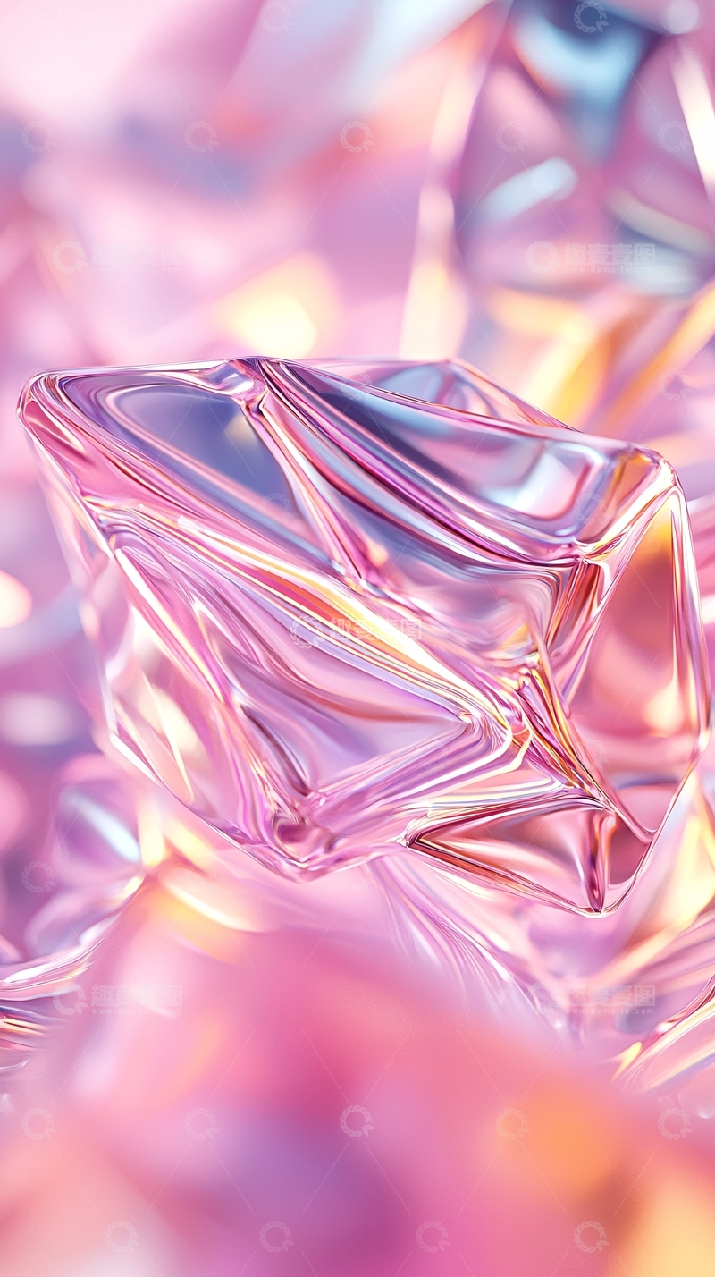 高清大图下载【趣麦麦图】粉色水晶方块背景