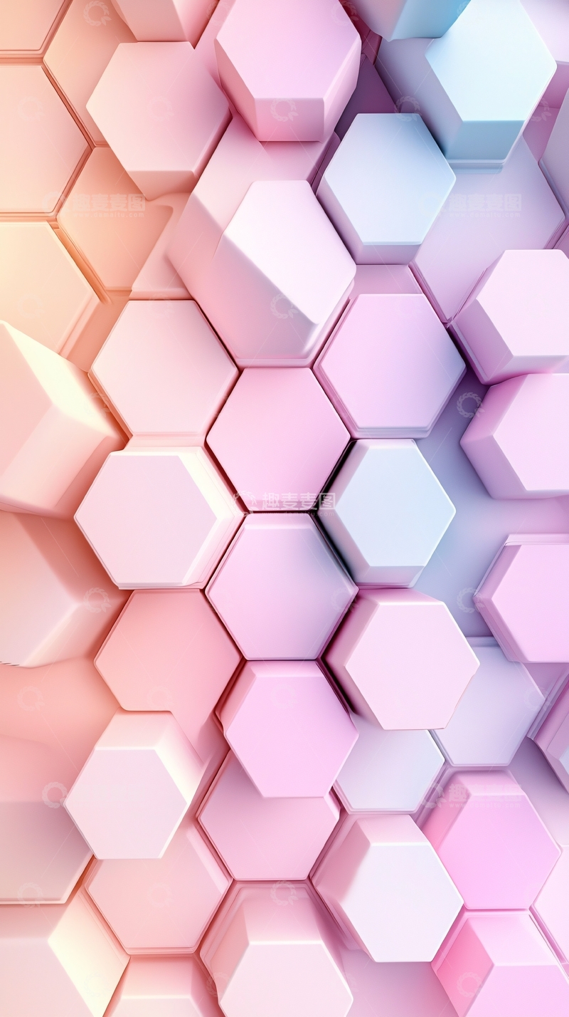 高清大图下载【趣麦麦图】粉色六边形立体几何背景