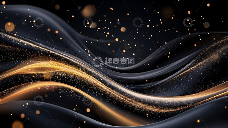 高清大图下载【趣麦麦图】金色波浪星空背景素材