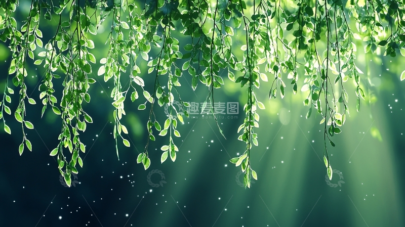 高清大图下载【趣麦麦图】绿叶阳光背景素材