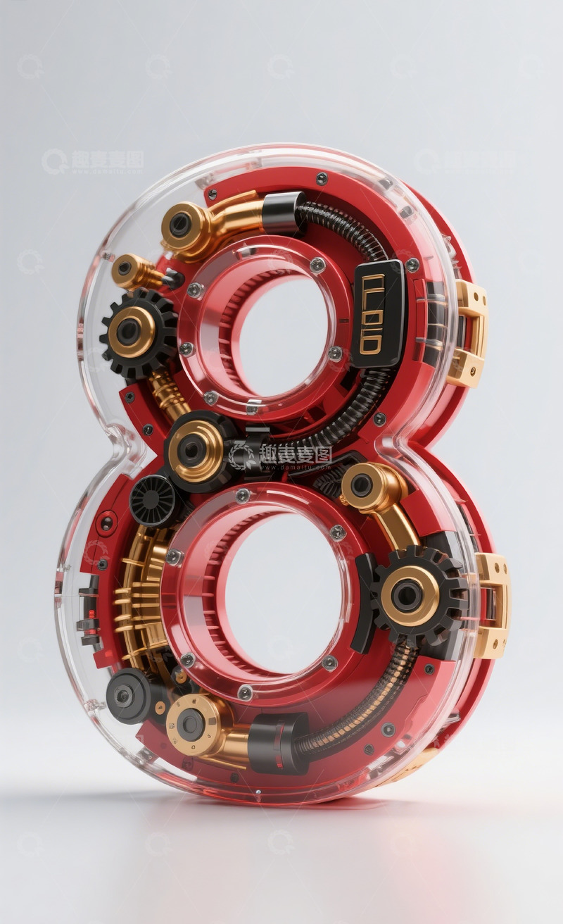 高清大图下载【趣麦麦图】红色机械数字81