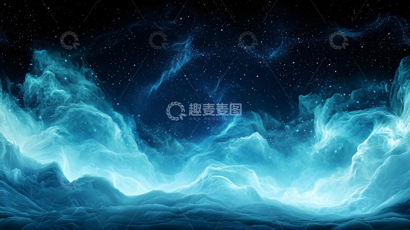 高清大图下载【趣麦麦图】梦幻星空下的蓝色云海