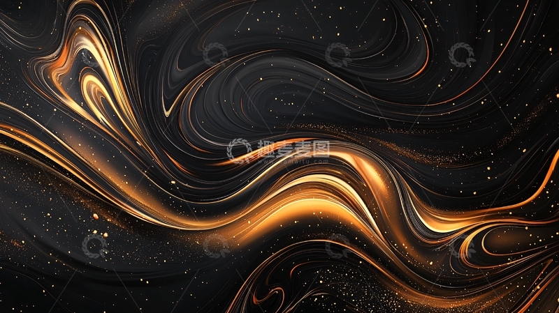 高清大图下载【趣麦麦图】金色波浪抽象艺术背景