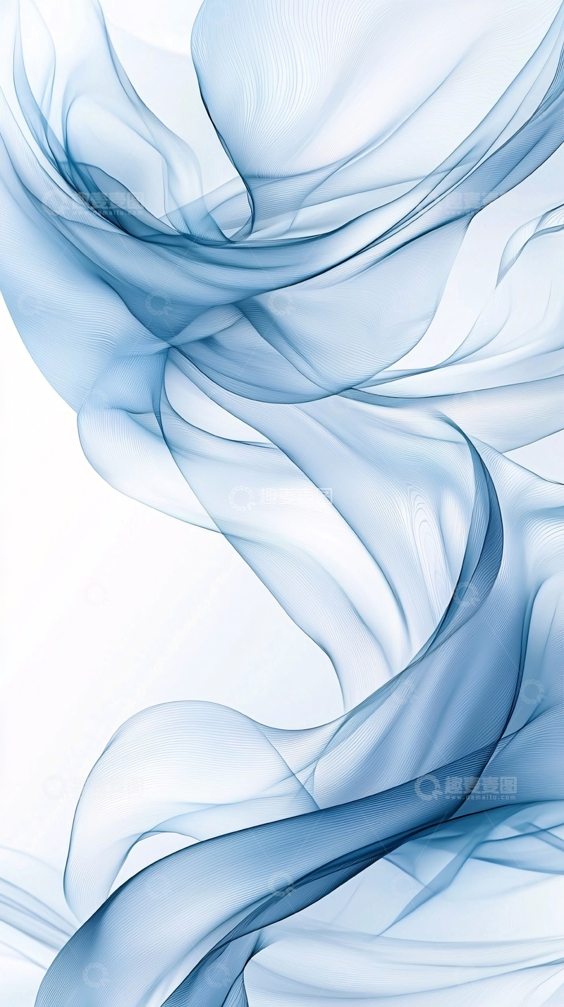 高清大图下载【趣麦麦图】蓝色丝带抽象艺术背景