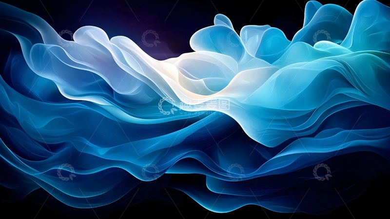 高清大图下载【趣麦麦图】蓝色波浪抽象艺术背景