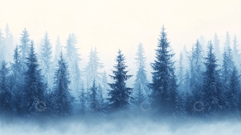 高清大图下载【趣麦麦图】冬日森林雾景