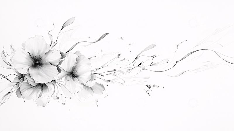 高清大图下载【趣麦麦图】水墨花卉艺术插画素材