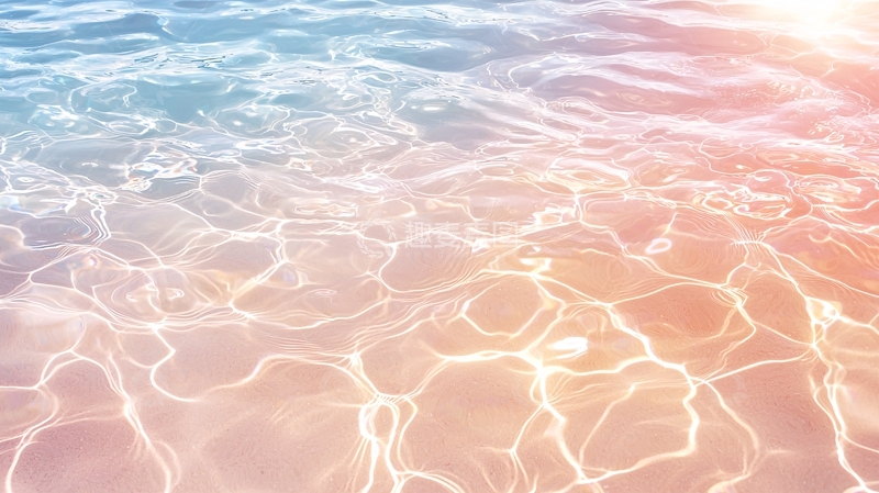 高清大图下载【趣麦麦图】清澈海滩上的光影水纹