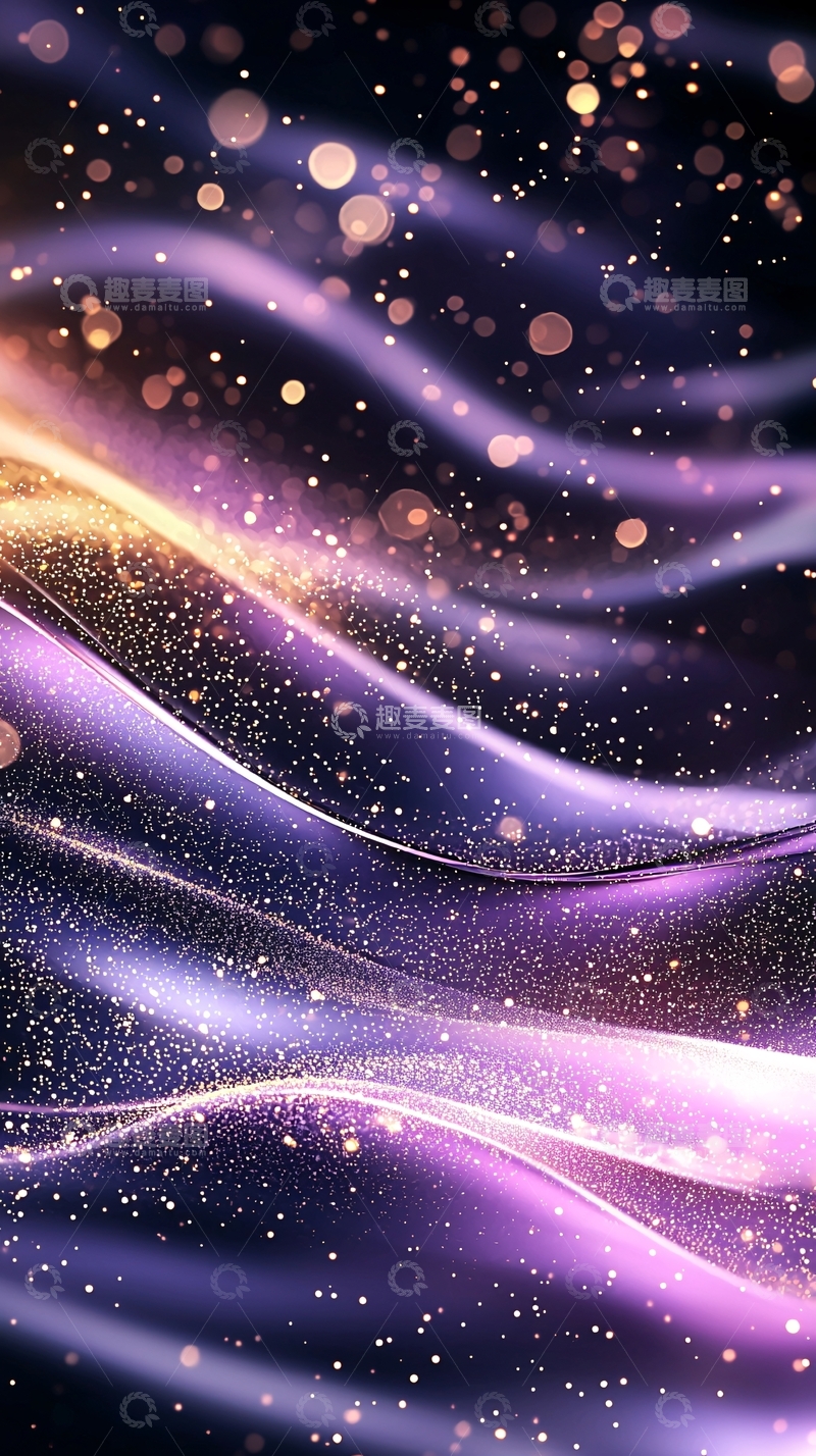 高清大图下载【趣麦麦图】梦幻紫色波浪光点背景