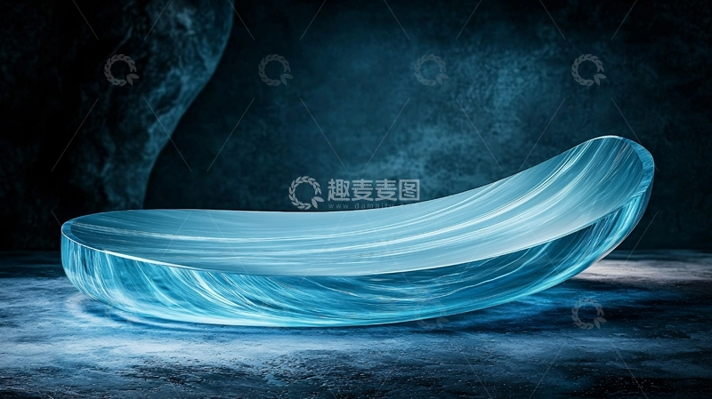 高清大图下载【趣麦麦图】蓝色流线型玻璃艺术摆件