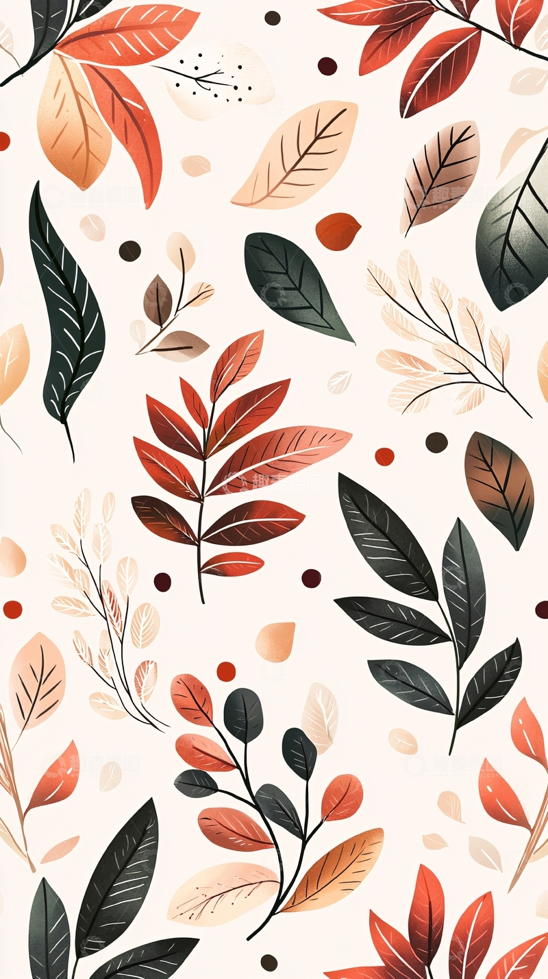 高清大图下载【趣麦麦图】秋叶图案背景素材