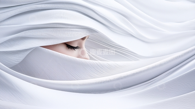 高清大图下载【趣麦麦图】白色纱布下的神秘眼神