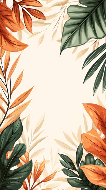 热带植物花卉边框背景图