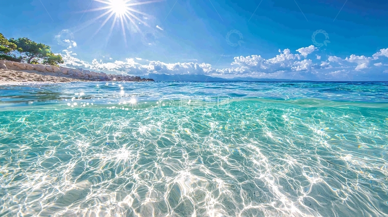 高清大图下载【趣麦麦图】清澈海滩阳光下的水面