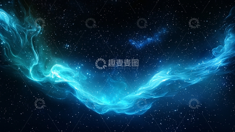 高清大图下载【趣麦麦图】蓝色星云与银河背景