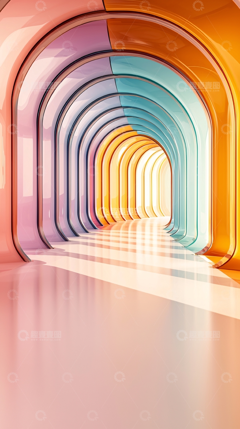 高清大图下载【趣麦麦图】色彩渐变未来感走廊