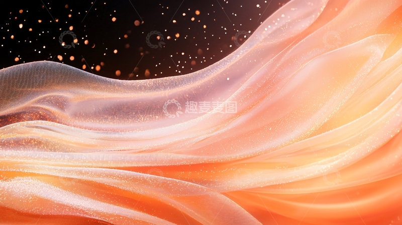 高清大图下载【趣麦麦图】梦幻橙色波浪纱布背景