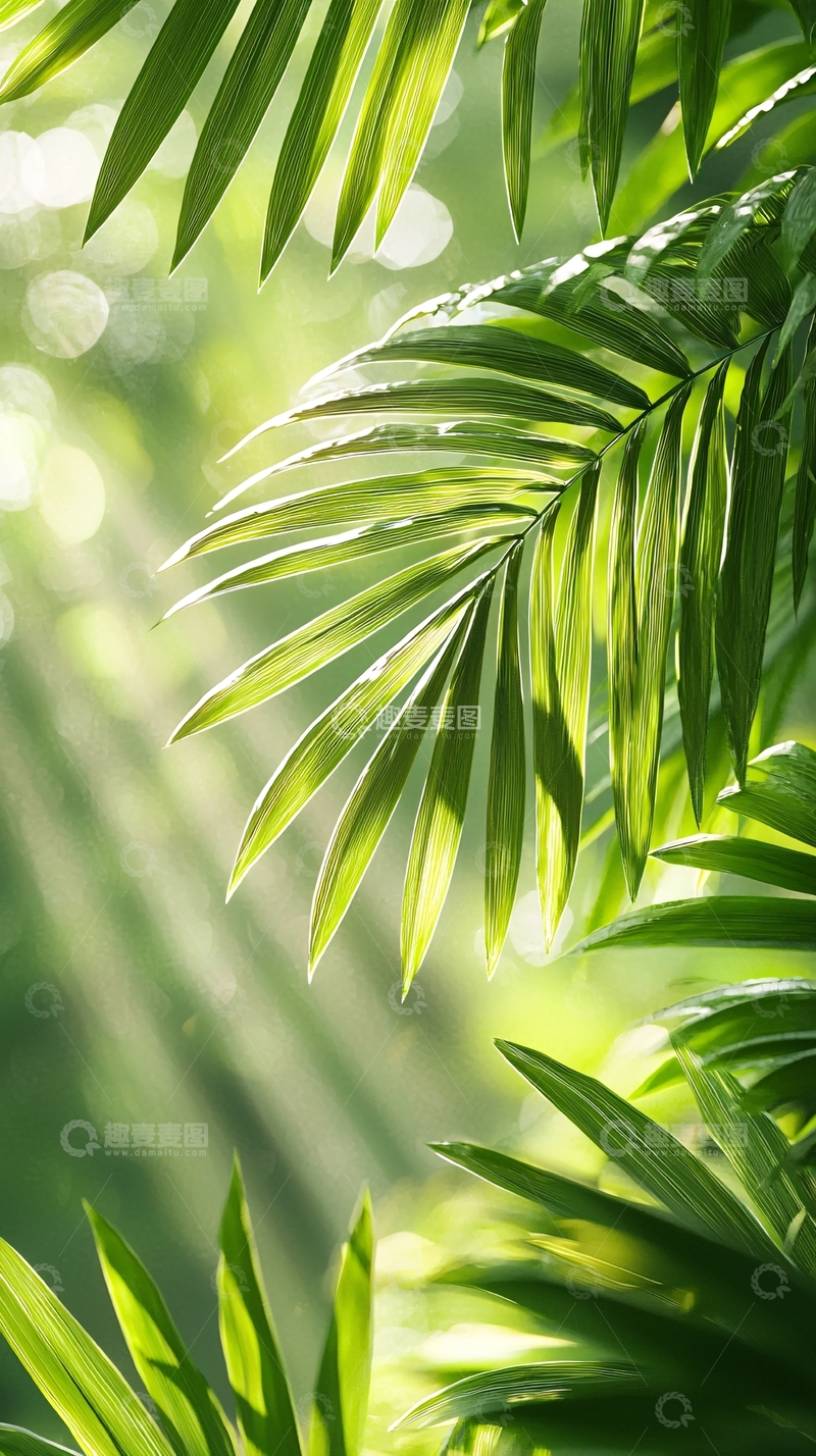 高清大图下载【趣麦麦图】阳光下的热带植物叶子
