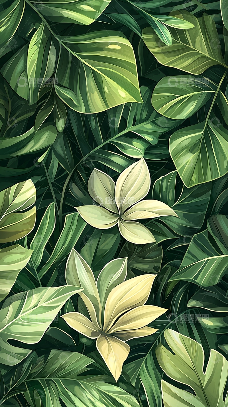 高清大图下载【趣麦麦图】热带植物叶子背景图