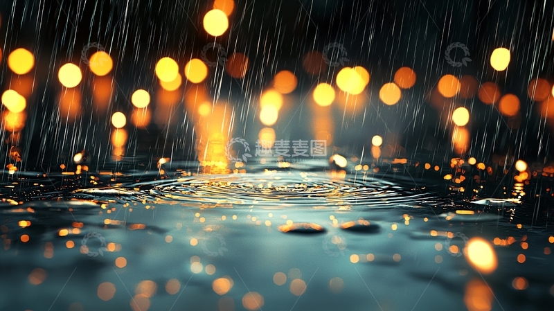 高清大图下载【趣麦麦图】雨夜灯光倒影