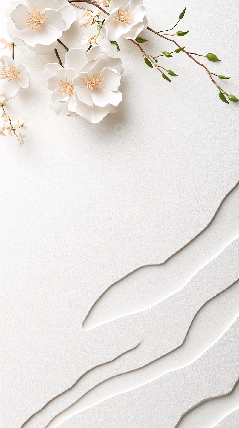高清大图下载【趣麦麦图】白色花卉背景简约设计素材