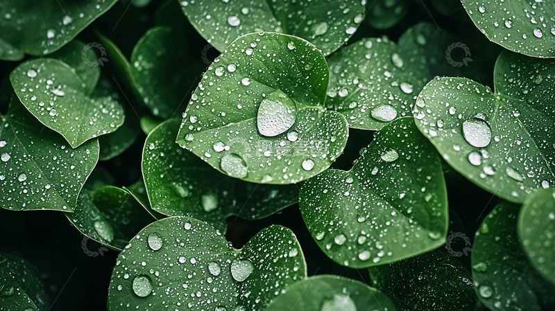 高清大图下载【趣麦麦图】雨后绿叶上的水珠