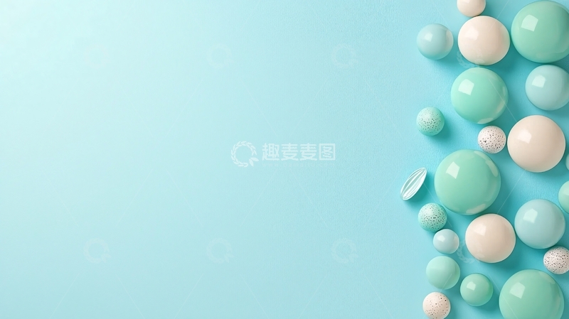 高清大图下载【趣麦麦图】蓝色背景上的彩色球体排列