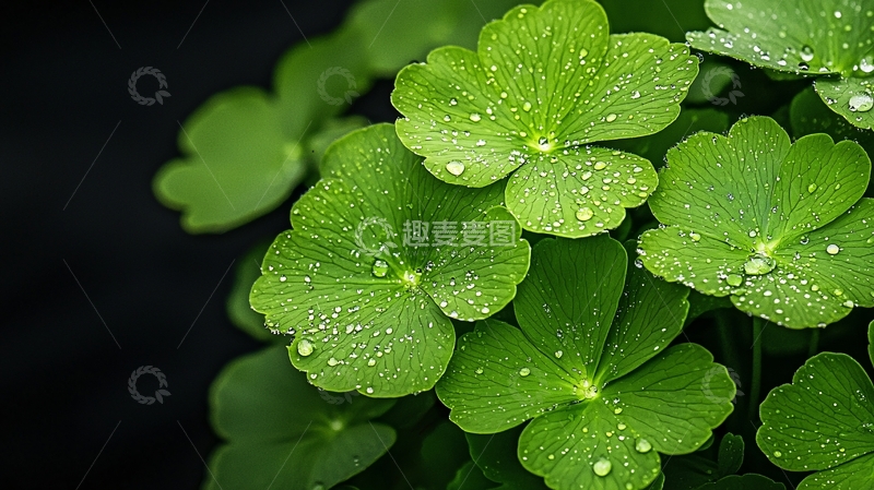 高清大图下载【趣麦麦图】雨后清新四叶草