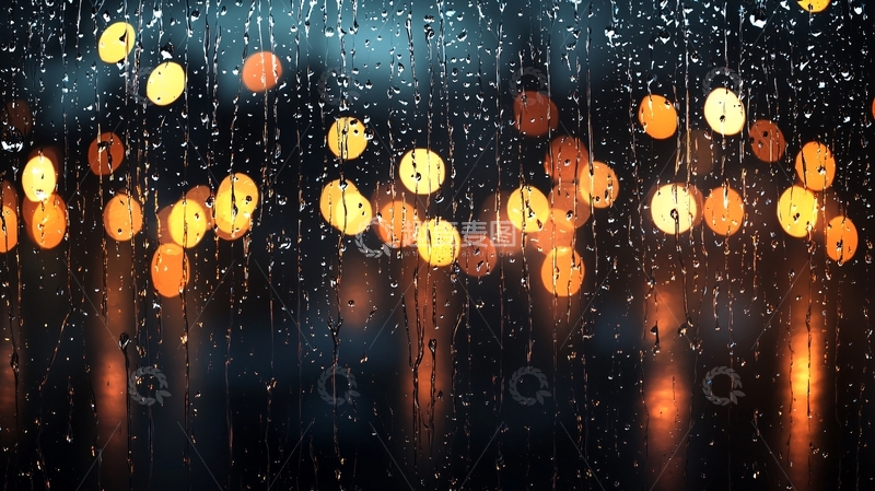 高清大图下载【趣麦麦图】雨夜车灯模糊光影