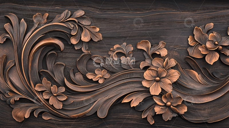高清大图下载【趣麦麦图】铜雕花卉纹饰背景图