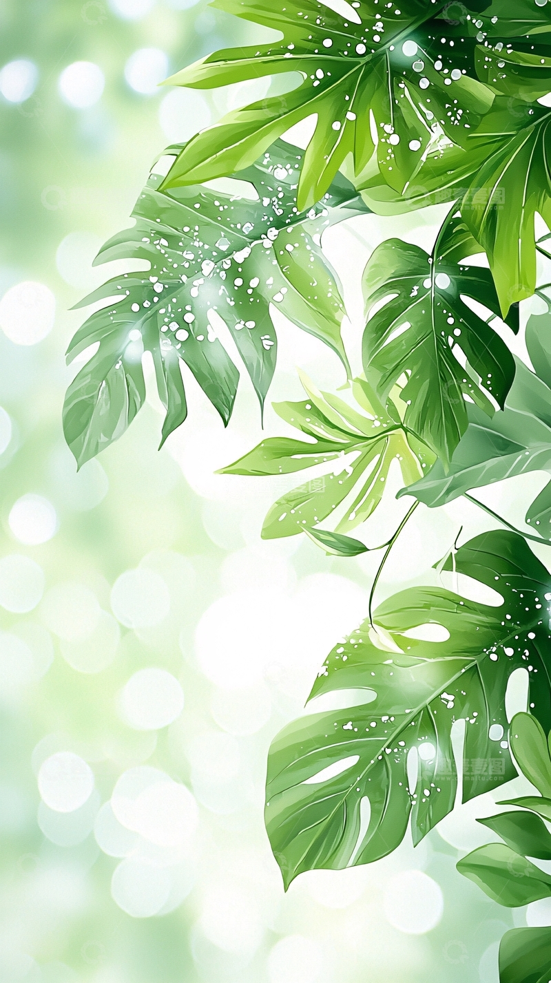 高清大图下载【趣麦麦图】清新绿叶自然背景