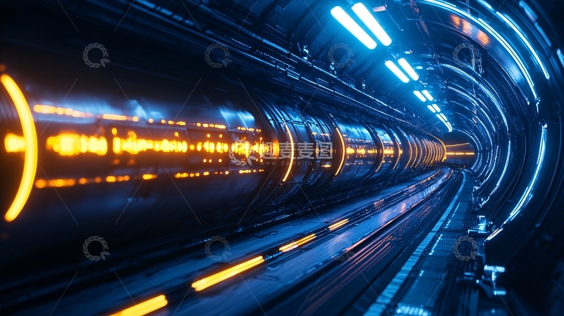 高清大图下载【趣麦麦图】未来科技隧道列车行驶