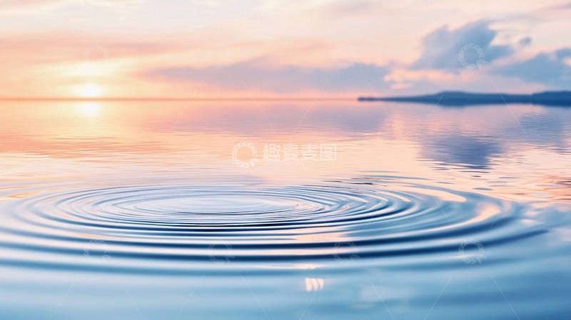高清大图下载【趣麦麦图】日落湖面涟漪宁静自然风景