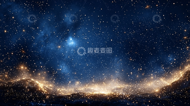 高清大图下载【趣麦麦图】夜空下的山峦与星河