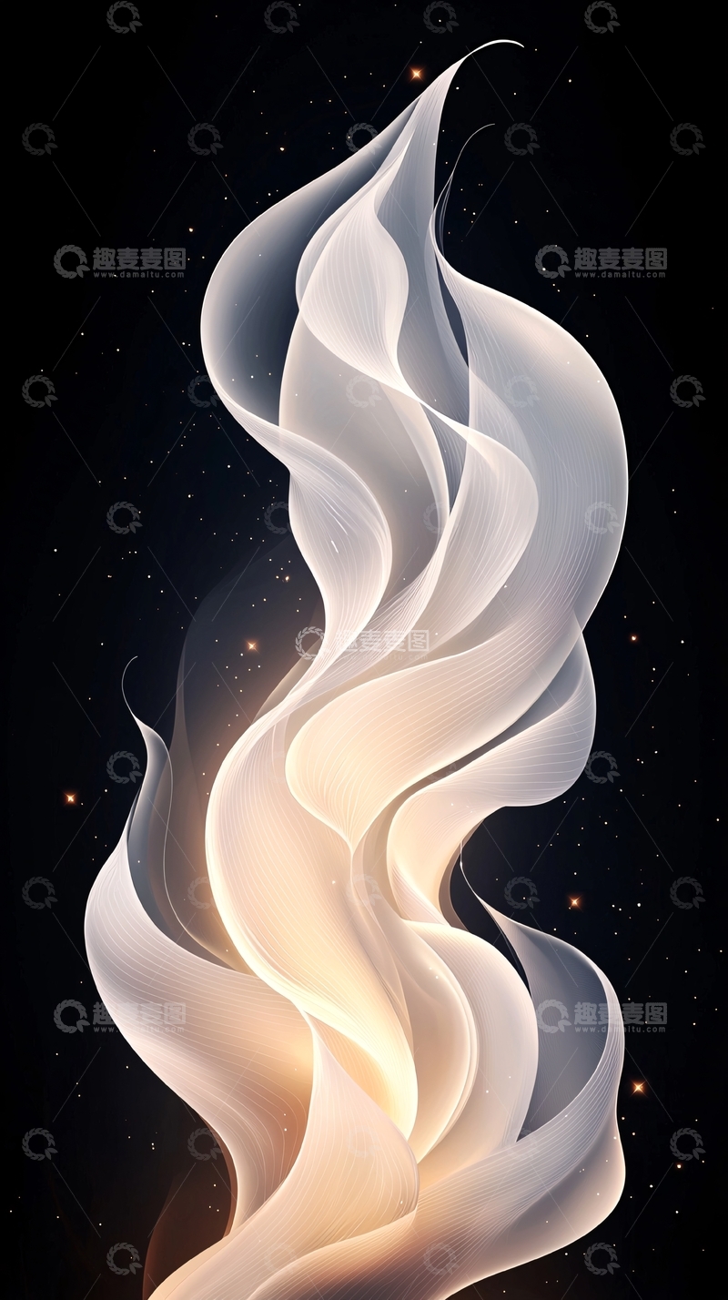 高清大图下载【趣麦麦图】梦幻星空中的白色波浪