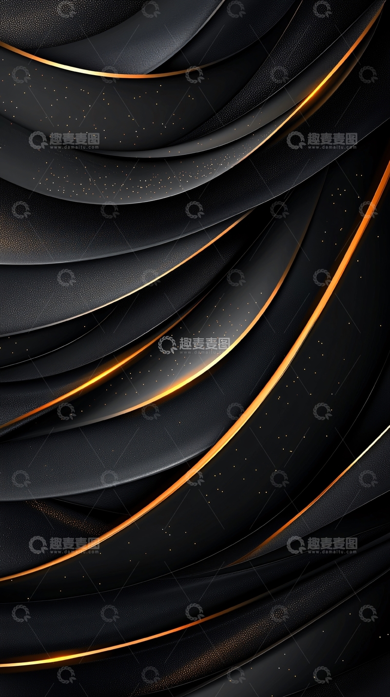 高清大图下载【趣麦麦图】黑色渐变金色线条抽象背景