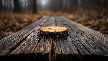 森林中的木板与树桩