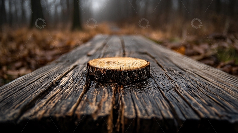 高清大图下载【趣麦麦图】森林中的木板与树桩