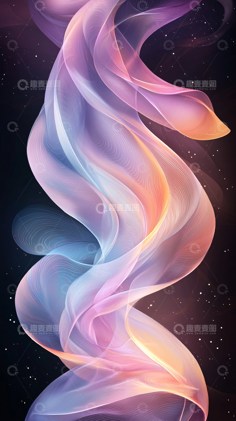 高清大图下载【趣麦麦图】梦幻色彩流动线条背景
